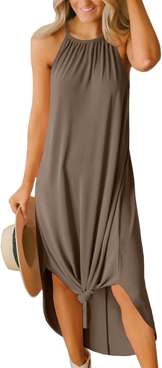 For G and PL Women's Summer Side Slit Halter Maxi Dress | Amazon (US)