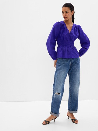 Puff Sleeve Peplum Top | Gap (US)