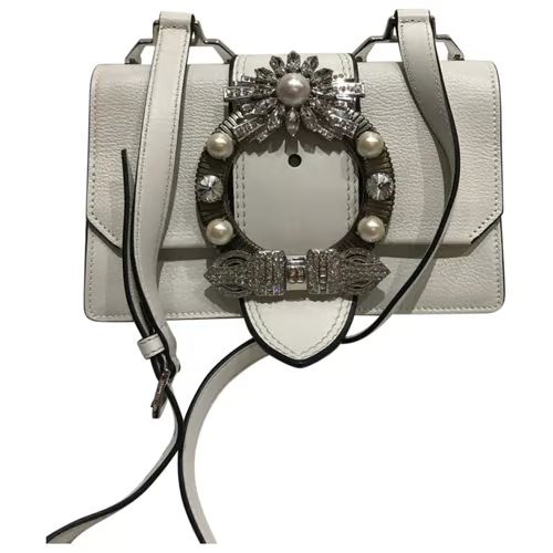 Miu Lady leather handbag  - White 14 | Vestiaire Collective (Global)