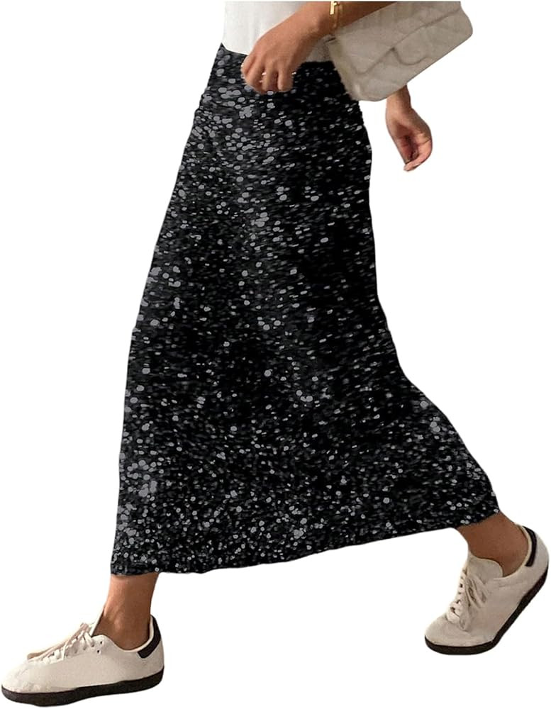 Floerns Women's Y2k Sequin Skirt Stretchy Night Out Party Glitter Long Skirt | Amazon (US)