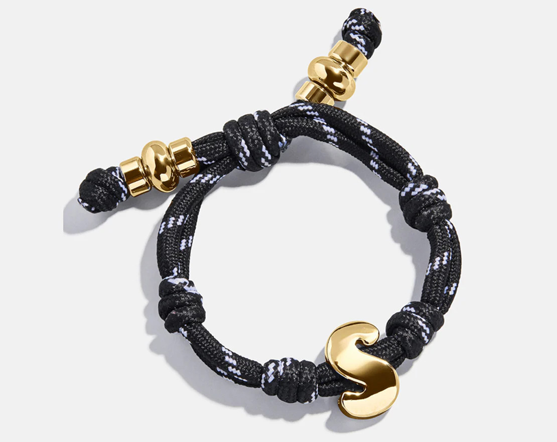 Knotty Initial Custom Bracelet - Black Single Letter | BaubleBar