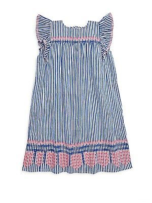 Roller Rabbit Little Girl's & Girl's Lyle Striped Cotton Dress - Blue - Size 10 | Saks Fifth Avenue