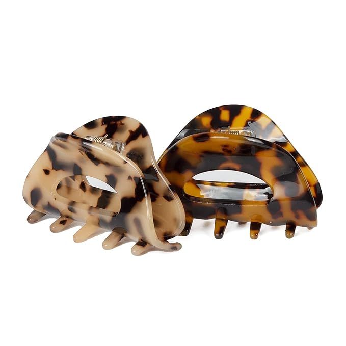 JIRIS 2PCS 2.75 inches Hair Claw Banana Clips tortoise Barrettes Celluloid French Design Barrette... | Amazon (US)