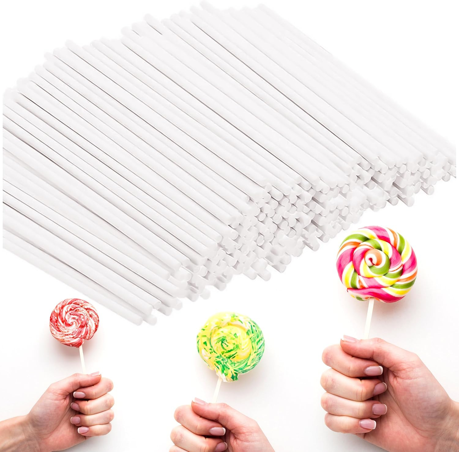 6-Inch White Paper Cake Pop Sticks - Premium 100 Pack | Perfect for Lollipops, Cookies, Chocolate Cake Toppers | Versatile Baking & Crafting Accessory | Amazon (US)