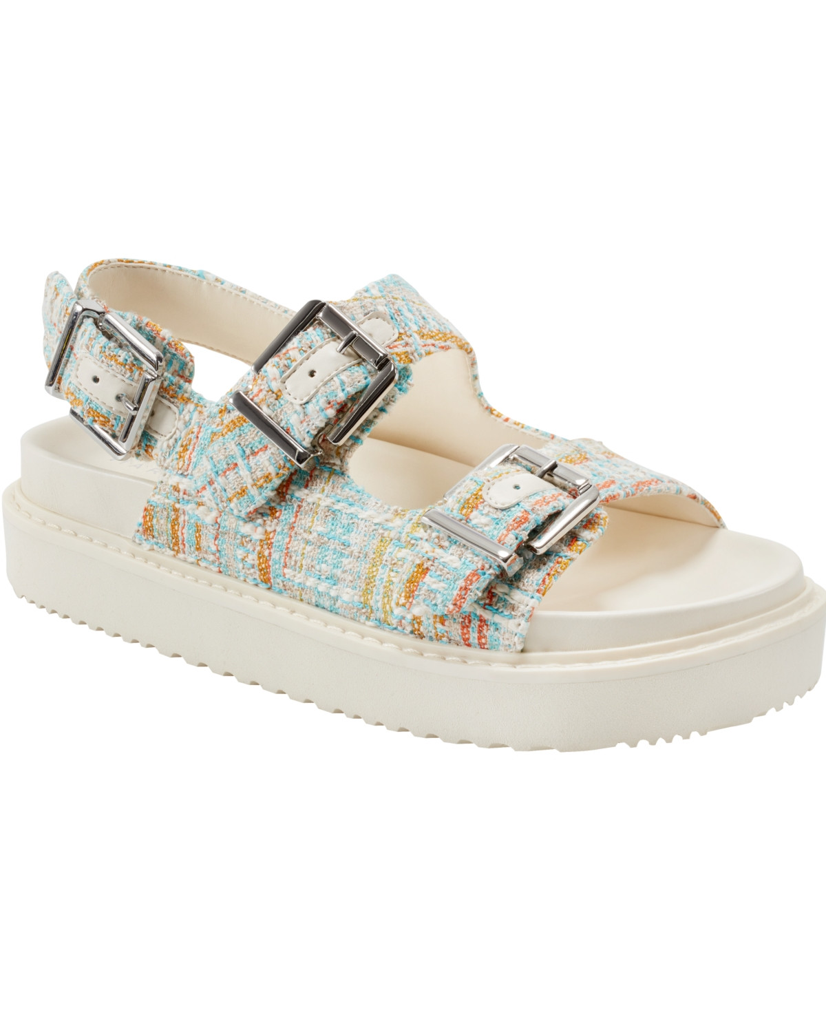 Marc Fisher Ltd Women's Agenda Buckle Straps Flatform Sandals - Blue Multi | Macy's