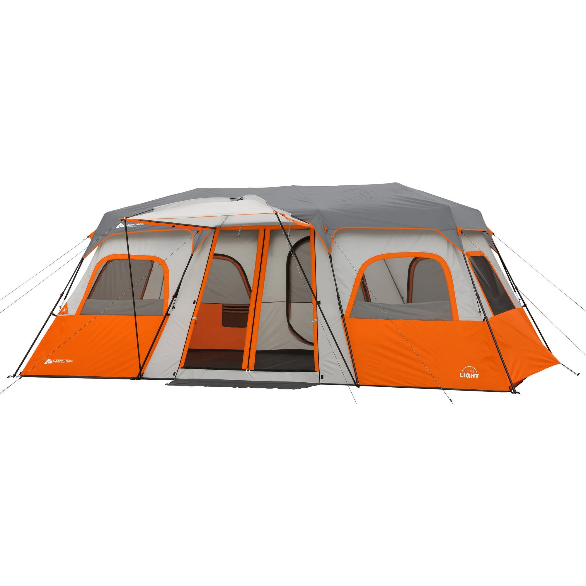 Ozark Trail 12 Person Instant Cabin Tent with Integrated LED Lights, 3 Rooms, 47.87 lbs | Walmart (US)
