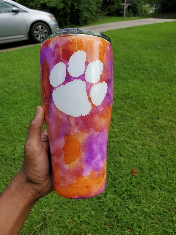 Clemson Watercolor Tumbler | Etsy (US)