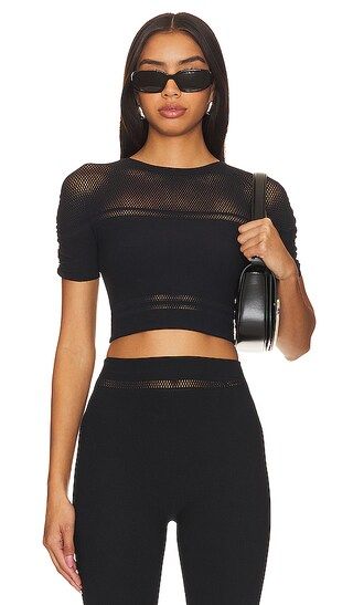 Net Lines Top Short Sleeves in Black | Revolve Clothing (Global)