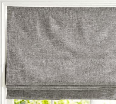 Custom Emery Linen/Cotton Cordless Roman Shade - Gray | Pottery Barn (US)