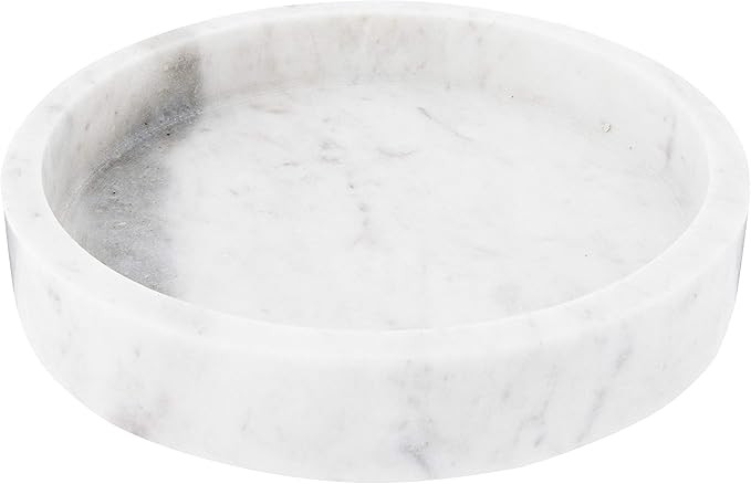 Creative Co-Op DF2369 8" Round Carved Marble Tray, White | Amazon (US)
