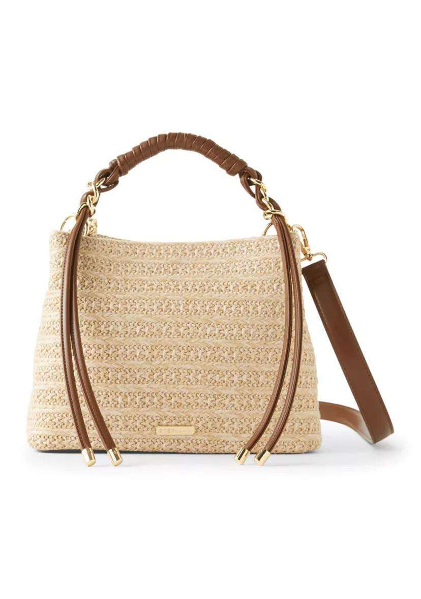 Straw Satchel with Woven Chain Handle | Belk