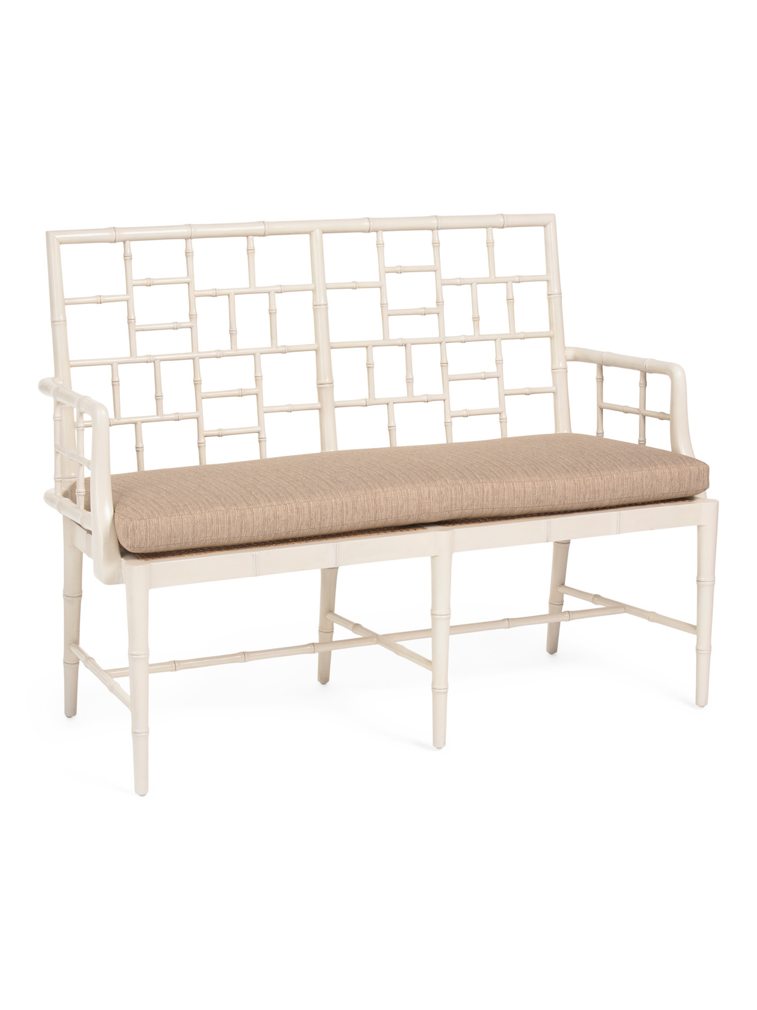54x40x23in Belleville Mahogany Cane Performance Linen Settee | TJ Maxx