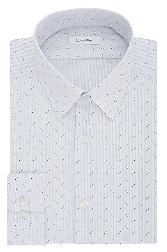 Calvin Klein Men's Dress Shirts Non Iron Slim Fit Stretch Dot Stripe | Amazon (US)