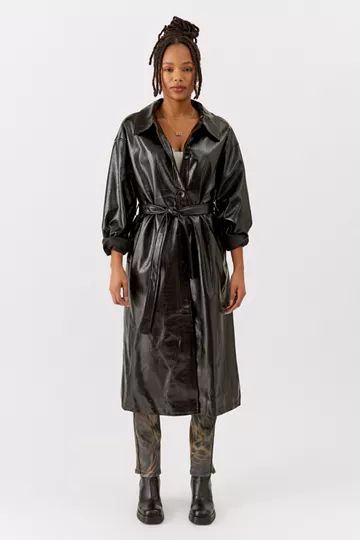 APPARIS Nara Faux Leather Trench Coat | Urban Outfitters (US and RoW)
