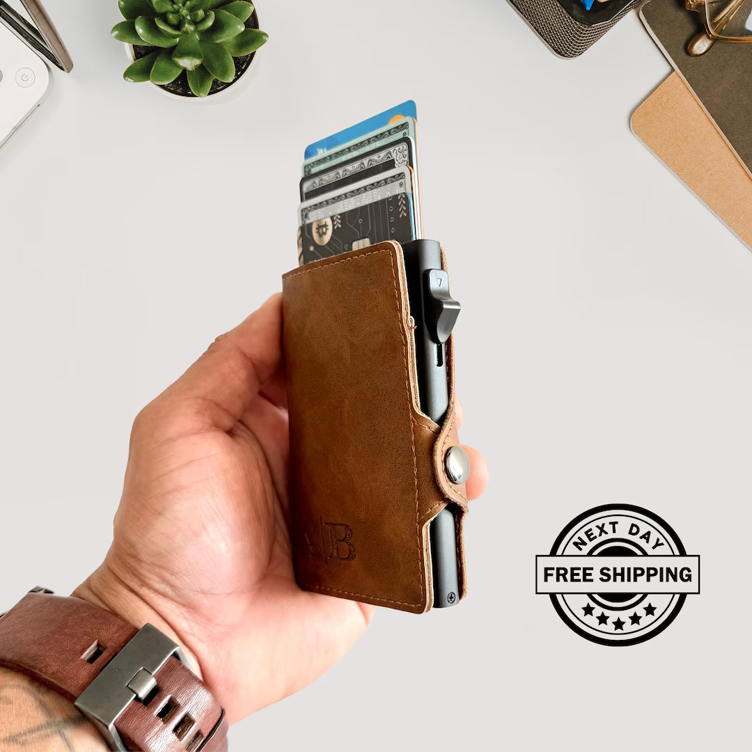 Custom Leather Wallet for Men, Personalized Slim Wallet, Ideal Gift for Husband, Dad, Boyfriend, ... | Etsy (US)