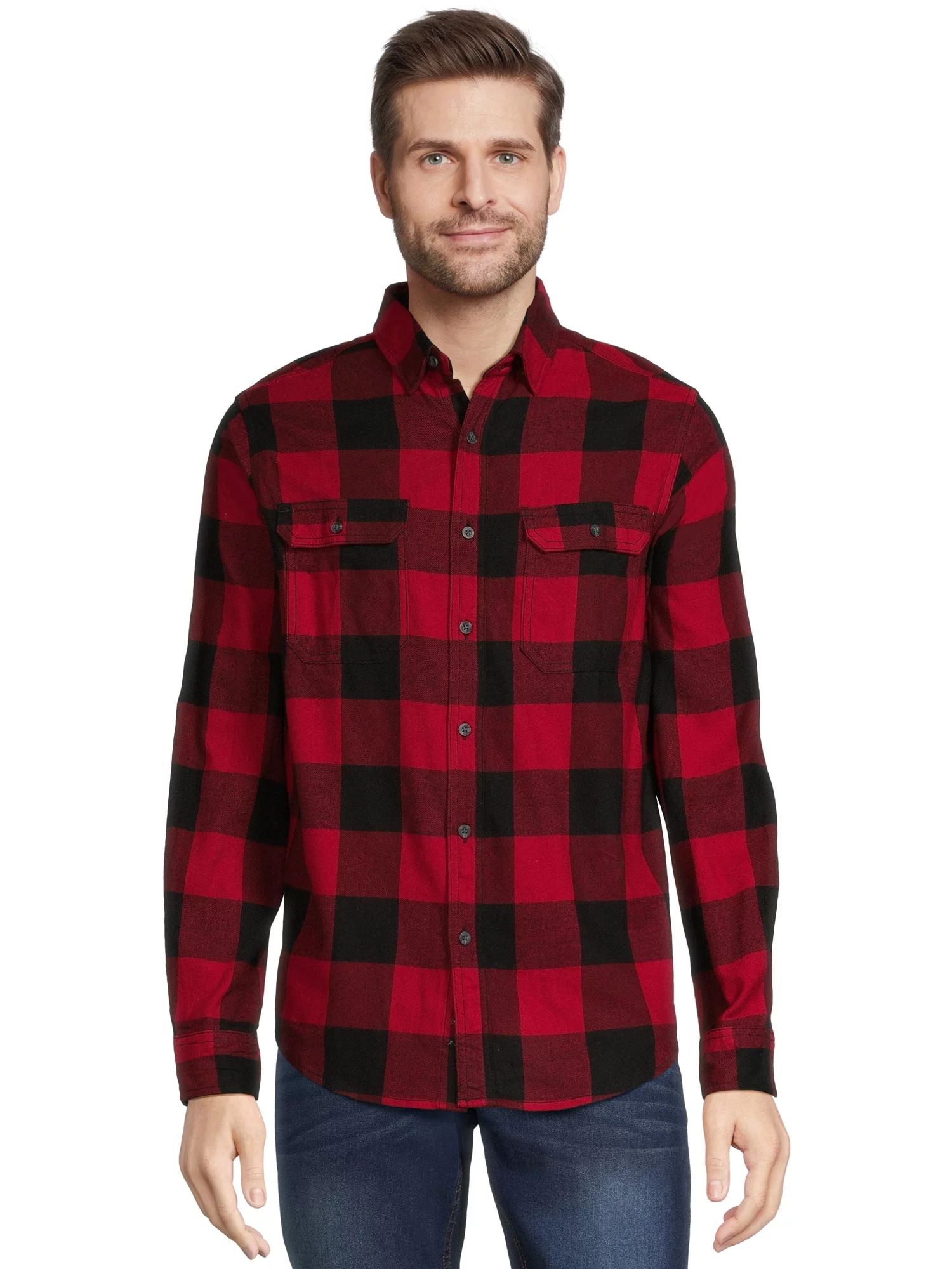 George Men's Long Sleeve Flannel Shirt, Sizes XS-3XLT | Walmart (US)