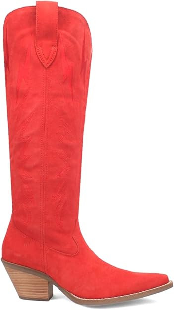 Dingo Womens Thunder Road Embroidered Snip Toe Casual Boots Knee High Mid Heel 2-3" - Black | Amazon (US)