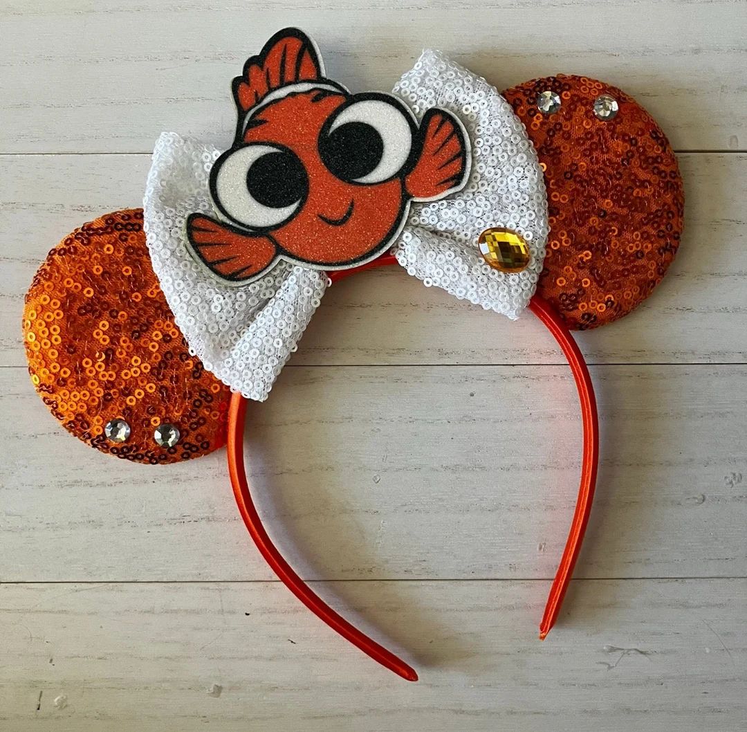 Nemo Inspired Ears, Finding Nemo Ears, Nemo Ears, Orange Fish Ears, Character Ears, Nemo Mouse Ea... | Etsy (US)