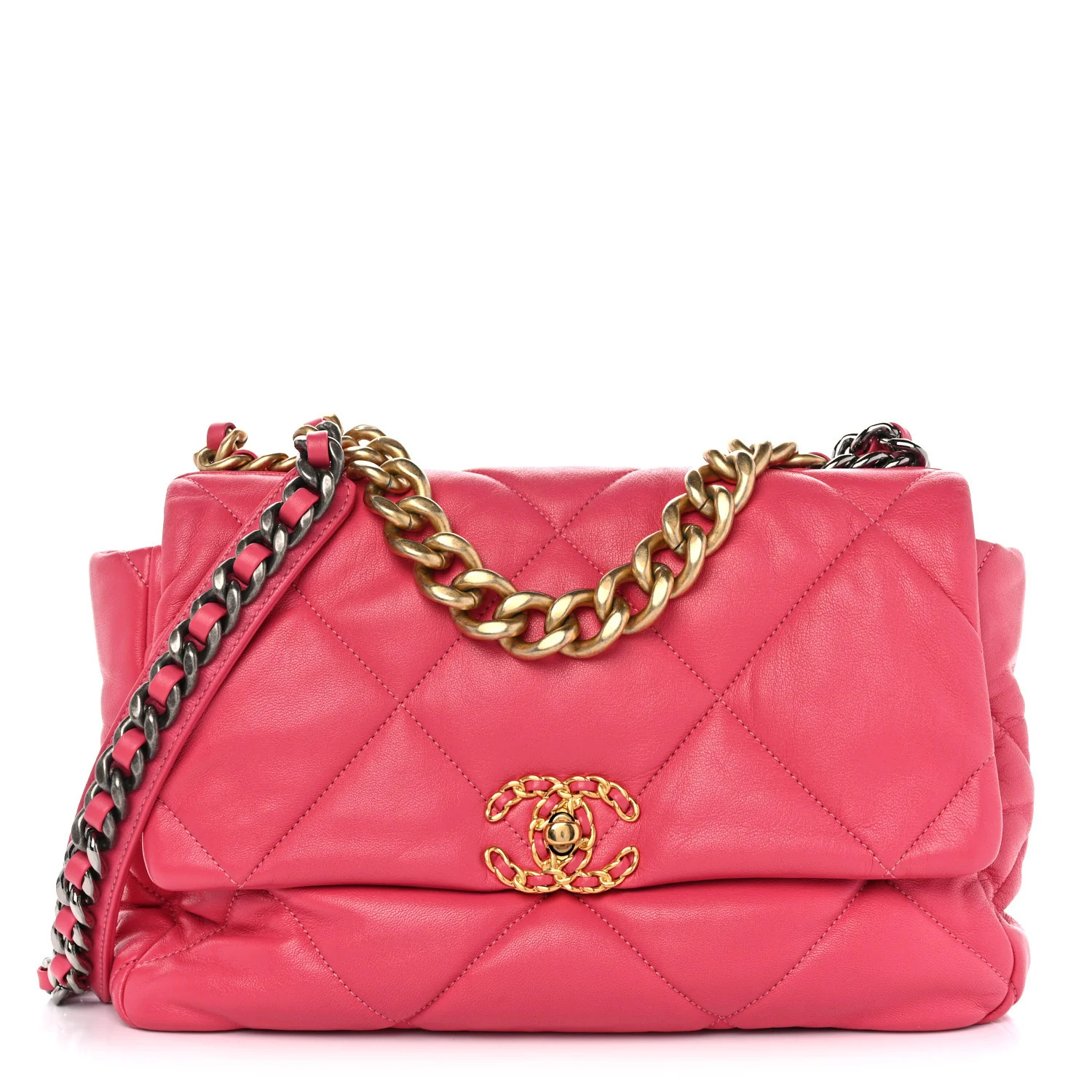 Lambskin Quilted Large Chanel 19 Flap Dark Pink | FASHIONPHILE (US)