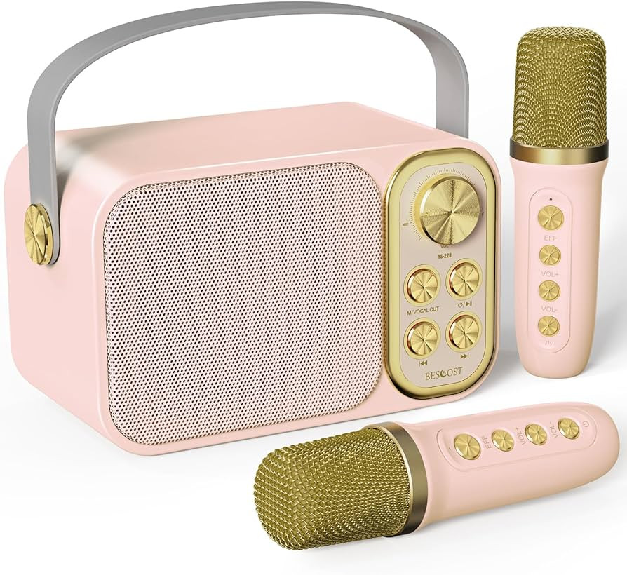 Mini Karaoke Machine for Kids, with 2 Wireless Microphone, Portable Bluetooth Speaker, Kids Karao... | Amazon (US)