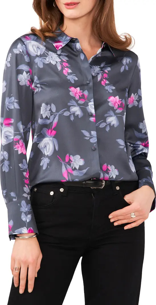 Vince Camuto Floral Charmeuse Button-Up Shirt | Nordstrom | Nordstrom