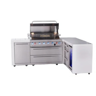 Mont Alpi Premium 6-burner 94"x75" L-shaped 805 Deluxe Stainless Steel Island Modular Outdoor Kitchen Island Bbq Gas Grill + Infrared Side & Rear Burn | Wayfair North America