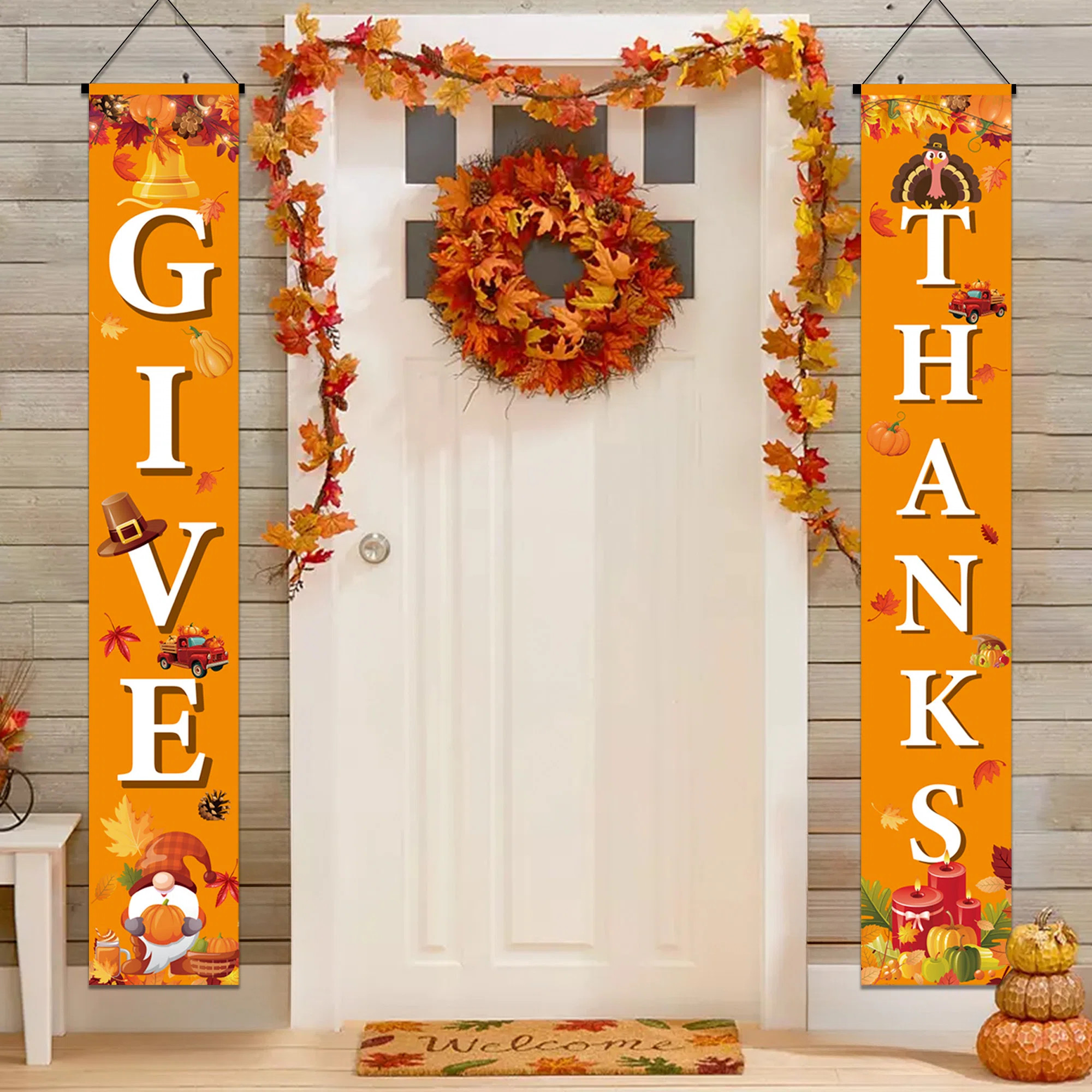 The Holiday Aisle® Thanksgiving Door Banners,2 Pcs  Thanksgiving Couplets Kit | Wayfair | Wayfair North America