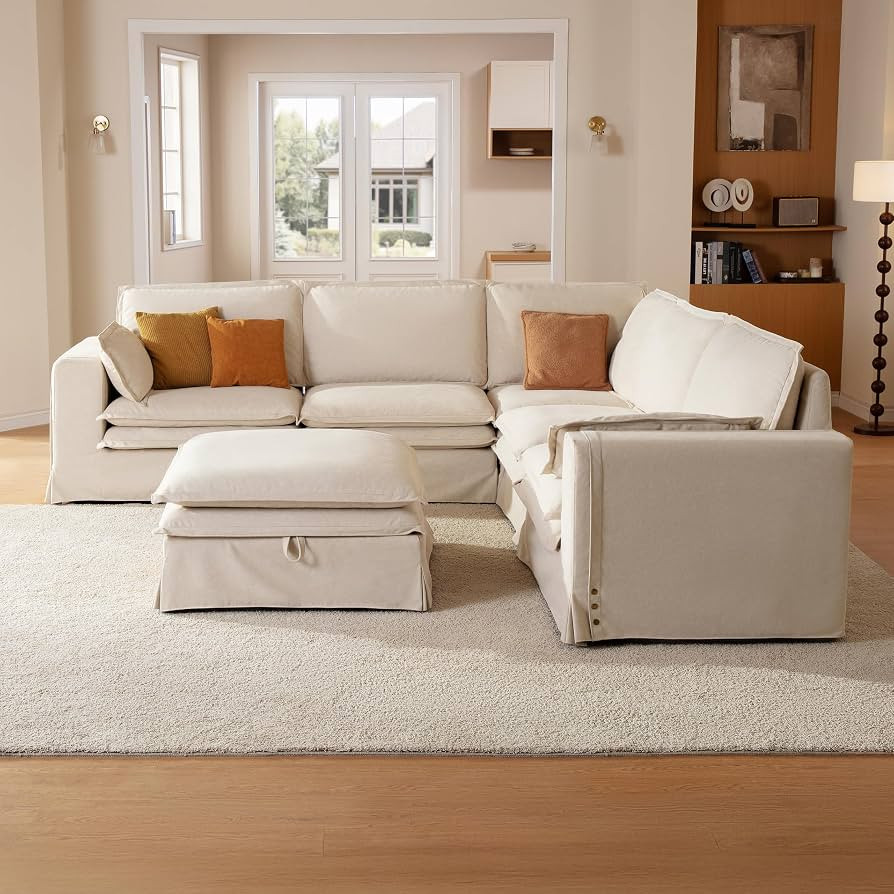 117" Washable Oversize Modular Sectional Sofa Couches for Living Room,Beige | Amazon (US)