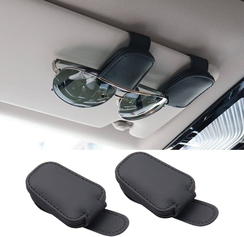 SUNCARACCL 2 Pack Sunglass Holder for Car Visor, Magnetic Leather Glasses Eyeglass Hanger Clip fo... | Amazon (US)