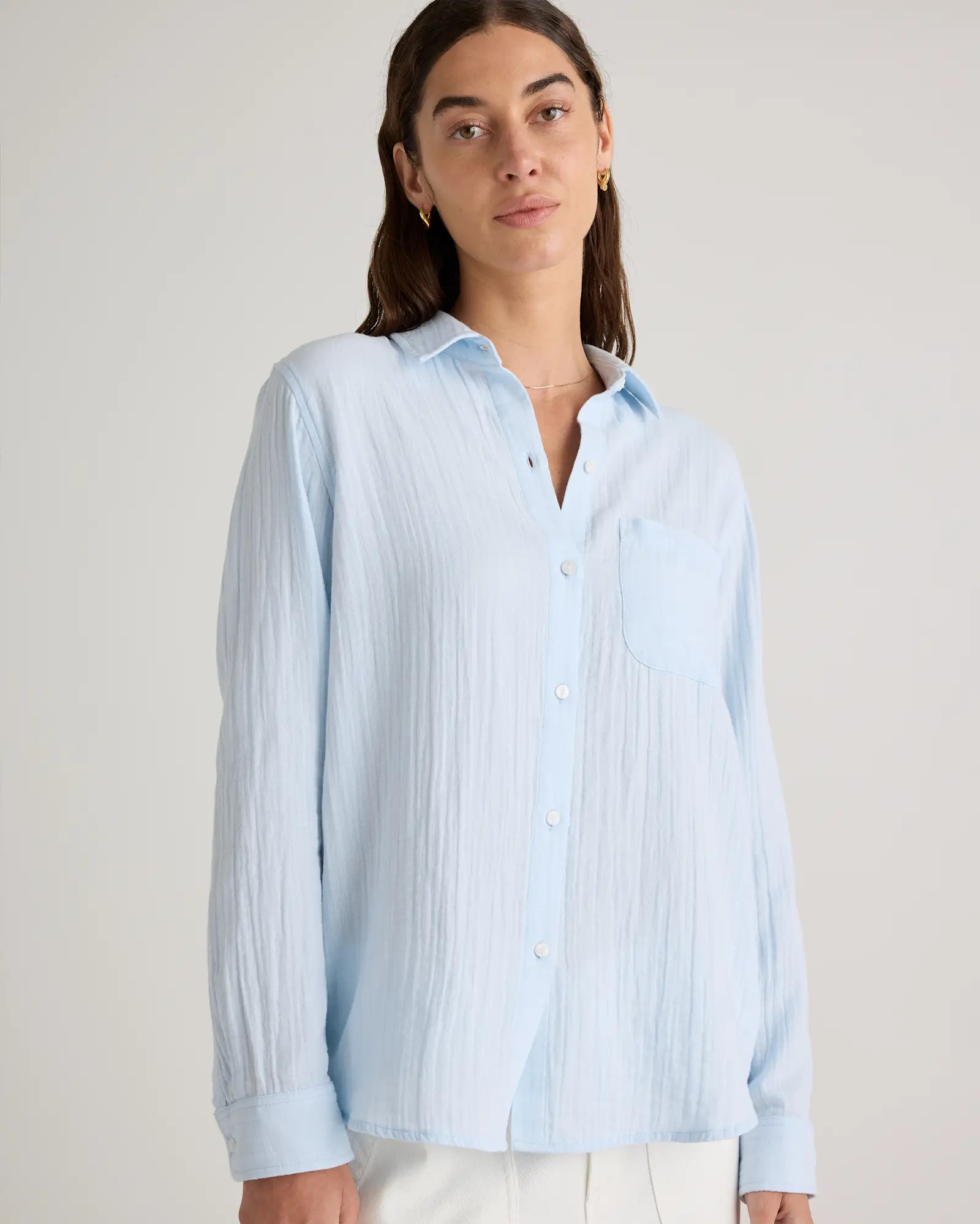 100% Organic Cotton Gauze Long Sleeve Shirt | Quince