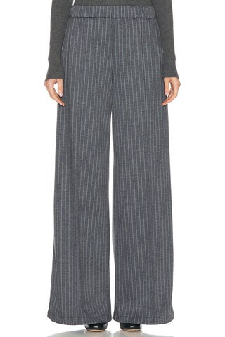 SPRWMN Wide Leg Pintuck Pant in Grey Pinstripe - Grey. Size S (also in L, M). | FWRD 