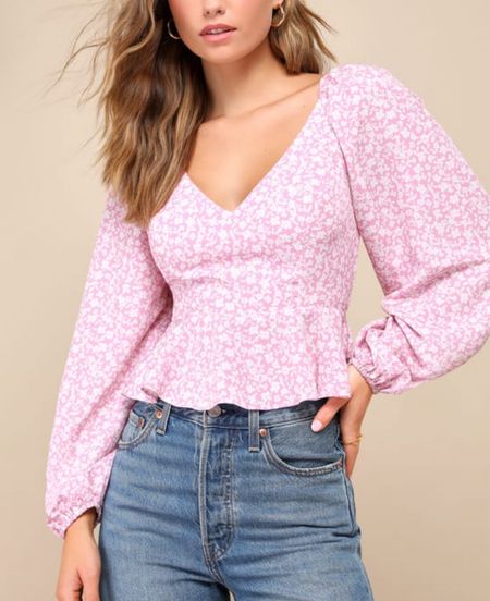 Shop floral print tops and spring tops! The Seasonal Blossom Pink Floral Lace-Up Puff Sleeve Peplum Top is under $50.

Keywords: Long sleeve top, casual top, pink floral top, pink top, sprint outfit, summer outfit, day date, date night

#LTKparties #LTKfindsunder50 #LTKstyletip