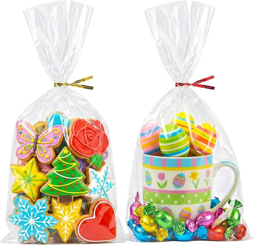 Morepack Cello Cellophane Treat Bags,200 Pieces 7x13 Inches Clear Plastic Gift Bags with Twist Ti... | Amazon (US)
