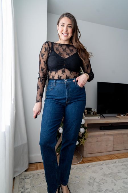 Date night outfit idea with lace sheer top and jeans 


size 10 fashion | size 10 | Tall girl outfit | tall girl fashion | midsize fashion size 10 | midsize | tall fashion | tall women | date night outfit 

#LTKSeasonal #LTKstyletip #LTKmidsize