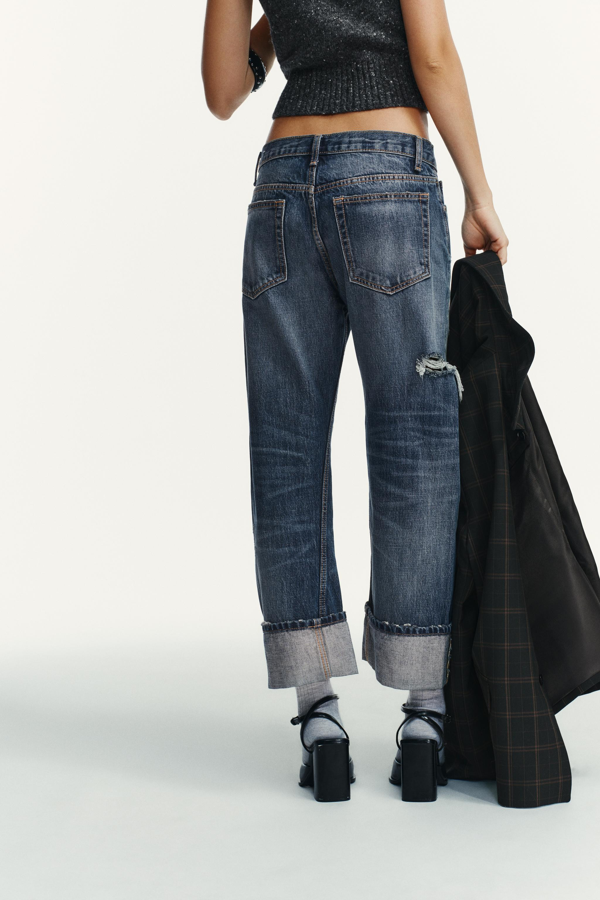 TRF MID-RISE RIPPED STRAIGHT JEANS | Zara US