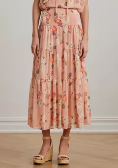 Lauren Ralph Lauren Floral Crinkle Georgette Tiered Skirt | Belk