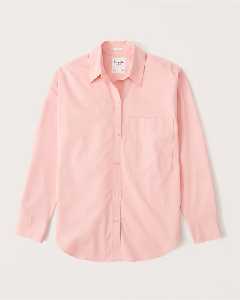 Oversized Poplin Button-Up Shirt | Abercrombie & Fitch (US)