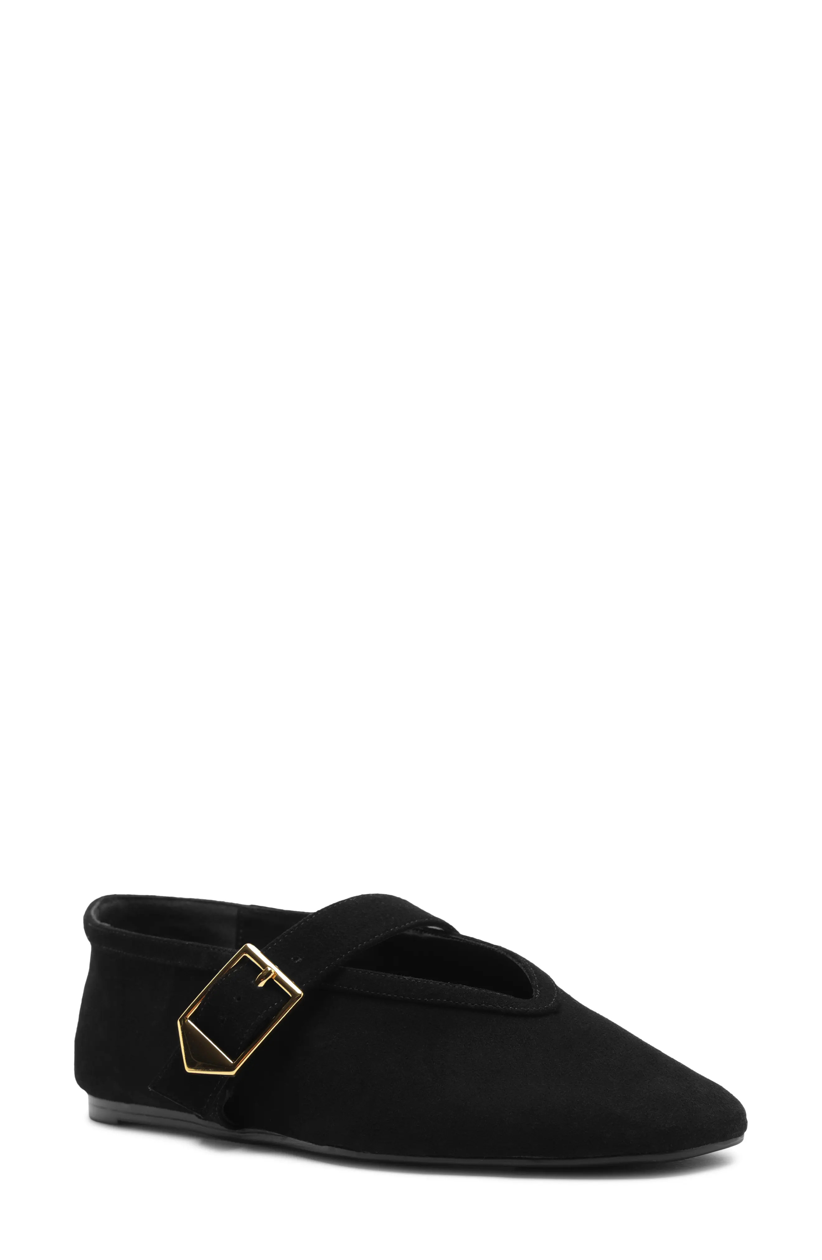 Schutz Vicki Buckle Mary Jane Flat in Animal Print at Nordstrom, Size 8 | Nordstrom