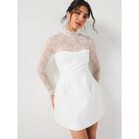 Six Stories Lace Sleeve Mini Dress - Ivory | Very (UK)