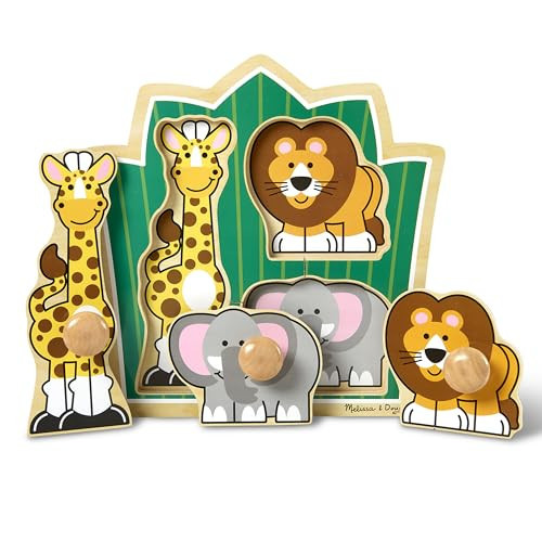 Melissa & Doug Jungle Friends Safari Animals Jumbo Knob Puzzle, Wooden Peg Puzzle for Toddlers, Educational Toy for Shape Recognition and Fine Motor Skills, Ages 1+ | Amazon (US)