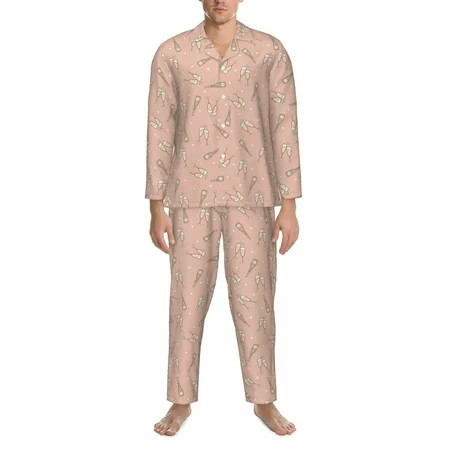 Mens Pajamas Set - New Year S Eve Party Soft Comfy Long Sleeve Button Up Pajama Sets for Men 2 Piece Sleepwear Nightwear Pjs Lounge Sets for Men with Pockets | Walmart (US)