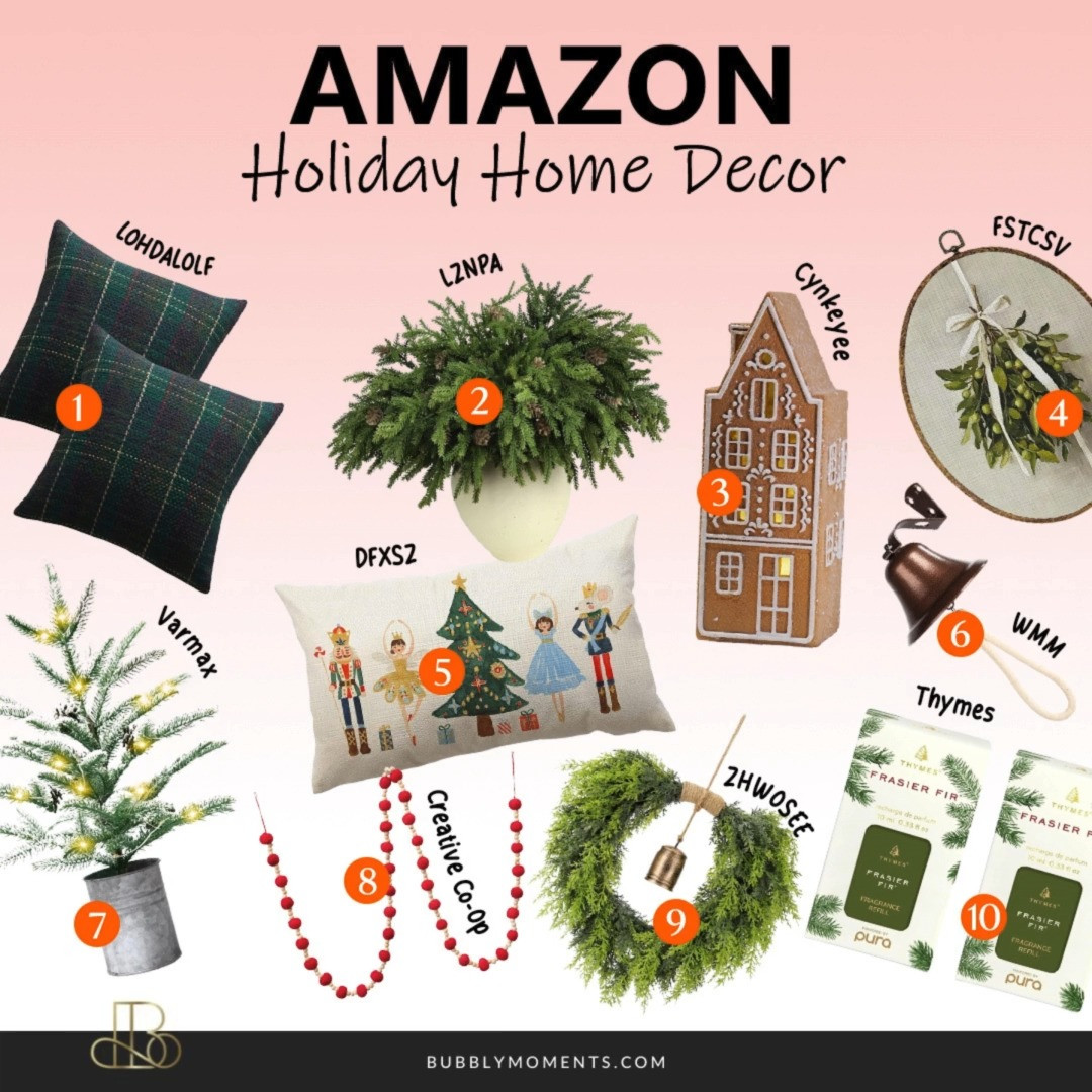 ✨🏡 Holiday Home Decor – Amazon Finds 🏡✨
 Transform your home into a cozy, festive wonderland this holiday season with these beautiful Holiday Home Decor finds from Amazon! From warm + welcoming entryway decor and magical mantel accents to Christmas tree must-haves, kitchen touches, pillows, wreaths, garlands, and twinkling lights — these pieces will bring instant holiday cheer to any space. ✨
Whether you love neutral, classic Christmas, modern, cottage, glam, or whimsical holiday decor, I’ve curated a mix of styles that make your home feel extra magical this season. Perfect for decorating your living room, bedroom, kitchen, or creating the coziest holiday corners. Save this post for inspo and tap to shop your favorites directly! 🎄🤍
#LTKHome #LTKHoliday #LTKStyleTip #HolidayHomeDecor #ChristmasDecor #HolidayDecor #AmazonHome #AmazonHoliday #AmazonFinds #AmazonHomeDecor #HolidayVibes #ChristmasInspo #HomeDecor #HomeInspo #DeckTheHalls #ChristmasHome #FestiveDecor #HolidayAesthetic #CozyHome #HomeStyling #HolidayHome #SeasonalDecor #ChristmasIdeas #AmazonMustHaves #AmazonHaul #HolidayStyle #HolidayFavorites #HappyHolidays #HolidayInspiration 

 