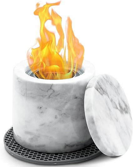 Montex Marble Tabletop Fire Pit Rubbing Alcohol Fireplace with Lid and Silicon Mat, Fire Pit Bowl... | Amazon (US)