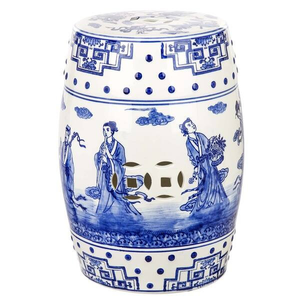 SAFAVIEH Ocean Jewel Chinoiserie Blue Ceramic Decorative Garden Stool | Bed Bath & Beyond