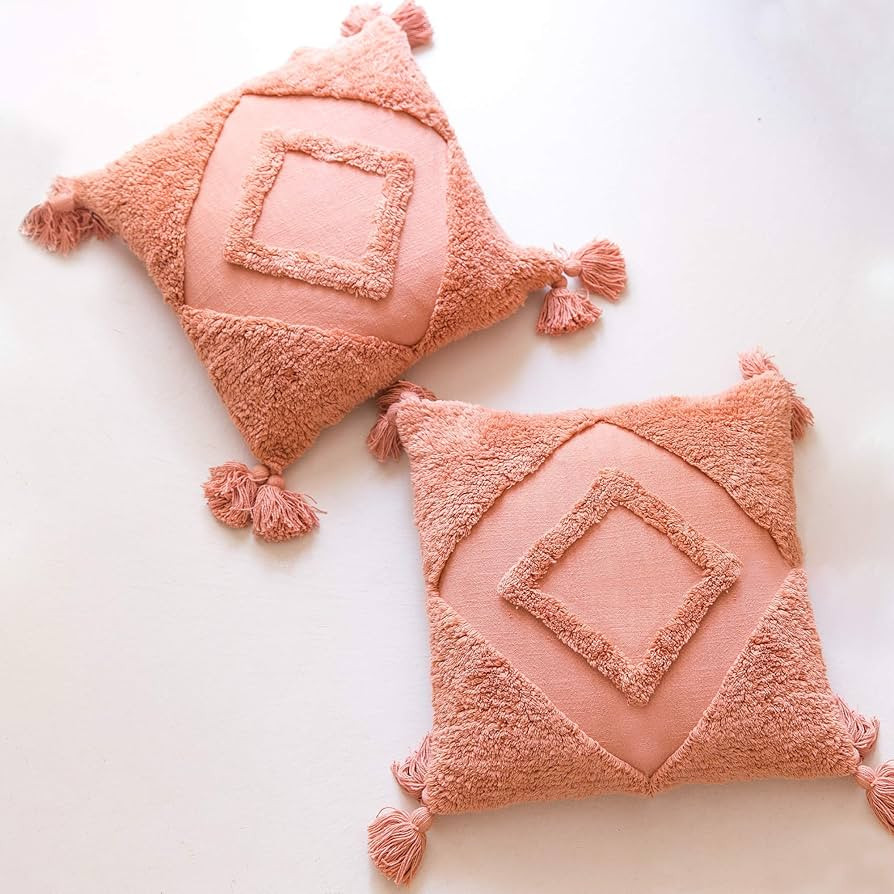 Banilla Set of 2 Bohemian Decorative Throw Pillow Covers 18x18 | 100% Cotton Boho Pillow Covers P... | Amazon (US)