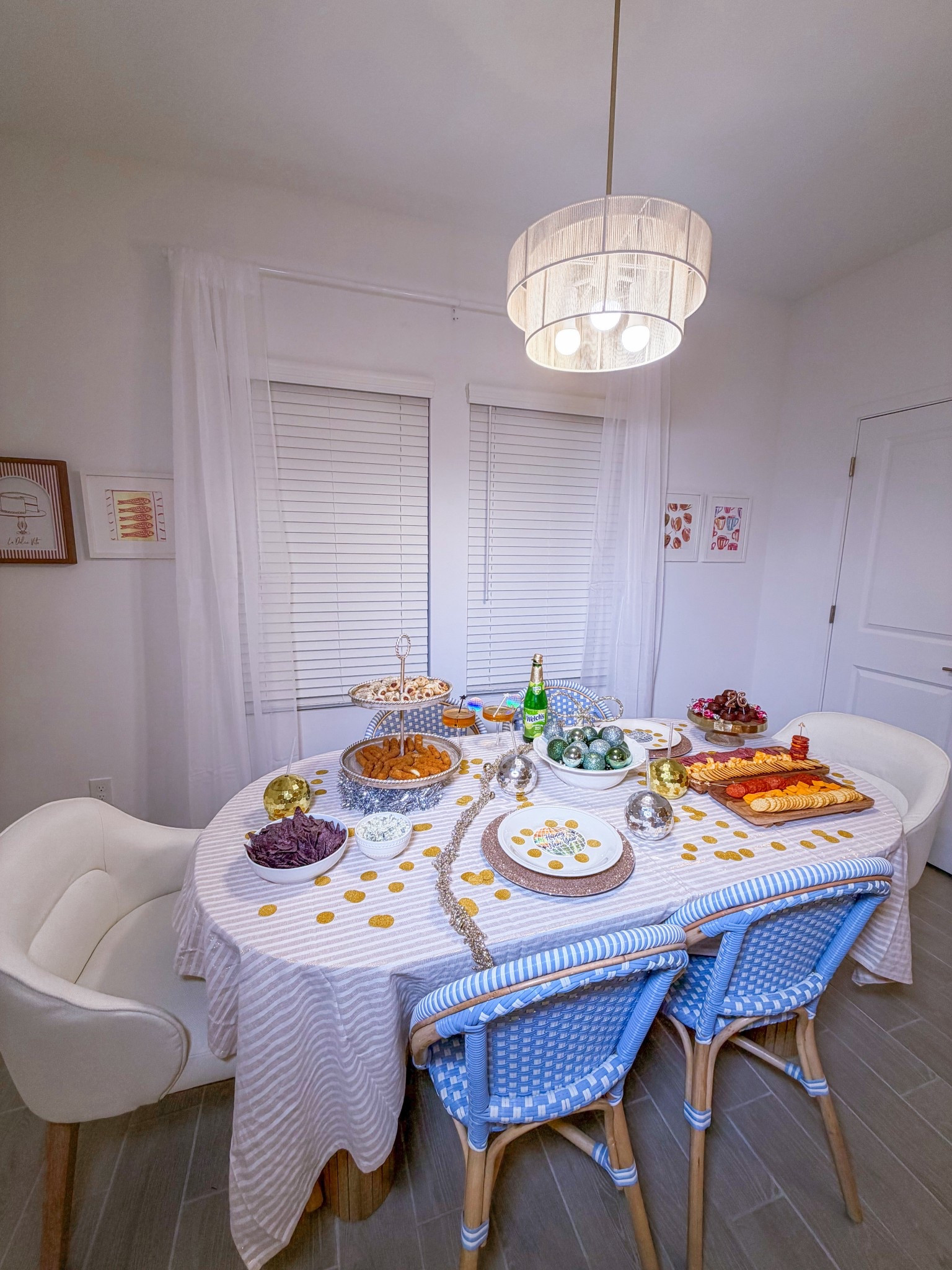 Charcuterie, sparkling cider, mini desserts, and a sprinkle of NYE gold 💛 I always have so much fun styling our table and trying something new each year. Creating these is my favorite tradition 🌌🍾🥐🧀

#LTKHome #LTKfoodie #LTKSeasonal