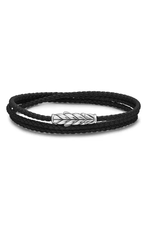 David Yurman Sterling Silver Leather Bracelet at Nordstrom, Size Medium | Nordstrom