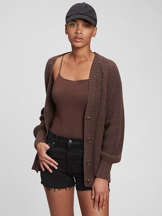 Boyfriend Shaker-Stitch Cotton Cardigan | Gap (US)