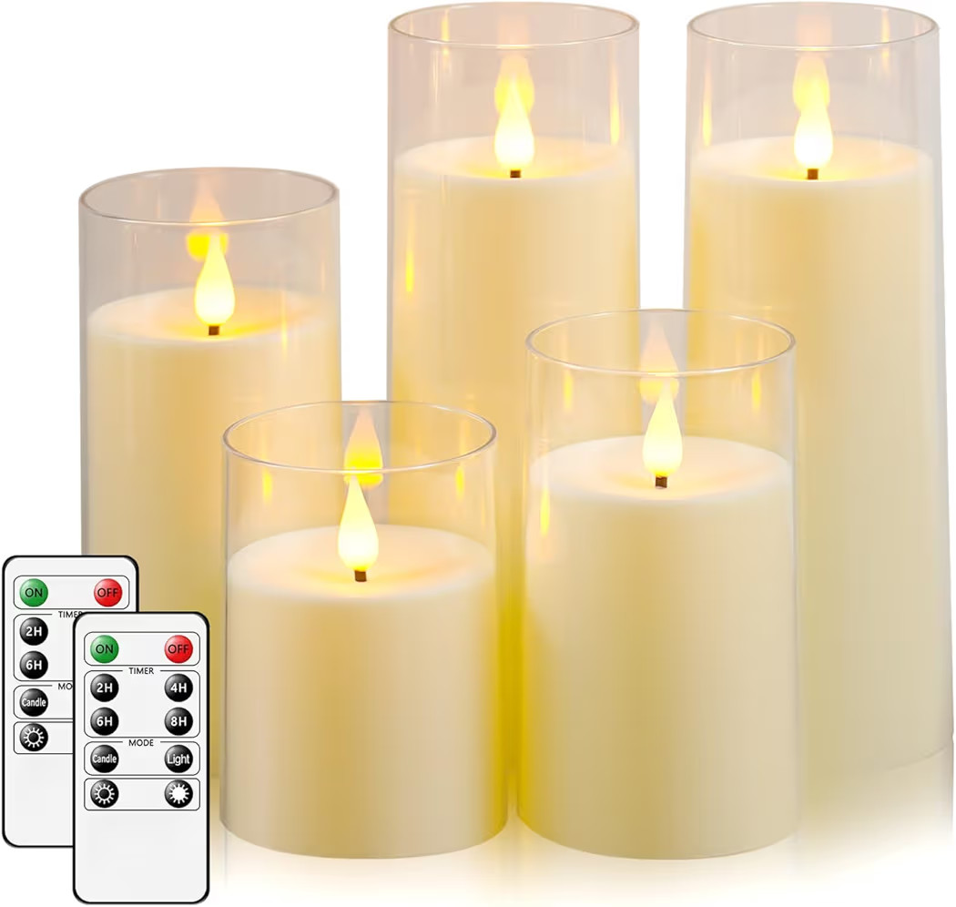 Fo32won Ivory White LED Flameless Pillar Candles Battery Operated with Remote and Timer, Pack of ... | Amazon (US)