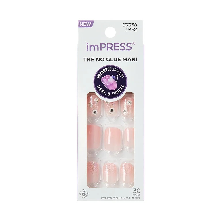 KISS imPRESS Press on Nails, ‘the Beginning’, Pink, Short, Square Oval, 30 Pieces | Walmart (US)